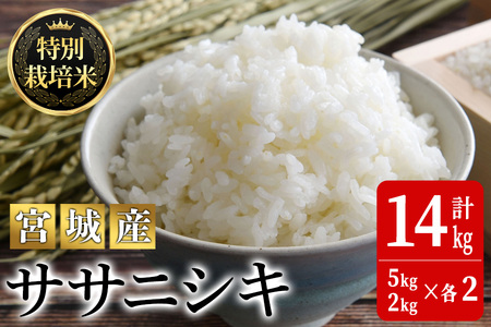 ＜令和5年産新米＞特別栽培米 ササニシキ 14kg ta222