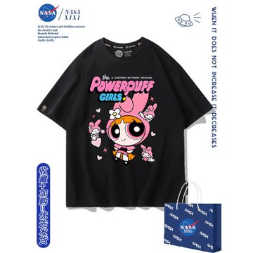 NASA三麗鷗聯名飛天小女警短袖T恤女夏季玉桂狗庫洛米女童衣服潮