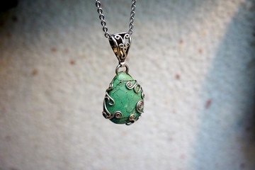 綠草湖 墜飾 寶石純銀手工項鍊