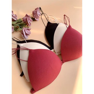 小芬超薄文胸無鋼圈薄款性感三角杯棉墊前扣女內衣夏細帶露背百搭