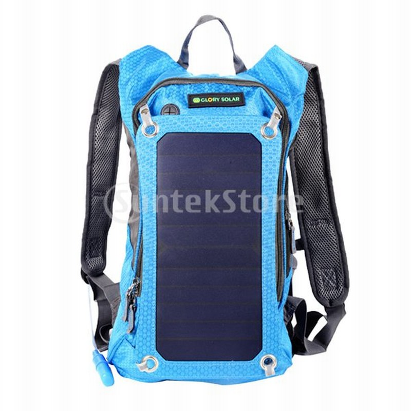 サイクリング 登山 リュック ザック ソーラーパネル Usb充電 水筒ポッチ付き 防水 多機能 青 通販 Lineポイント最大0 5 Get Lineショッピング