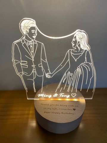 執子之手與子偕老 跟定你了 原木座夜燈   結婚周年紀念禮物訂製