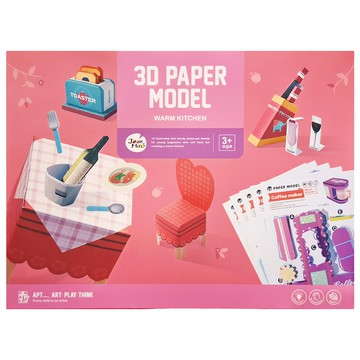 Joan Miro 兒童3D手作益智立體折紙 紙質安全免剪刀  廚房主題  1本