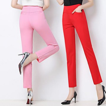 夏季薄款新款年輕媽媽褲中年褲大碼高腰彈力九分褲小直筒褲