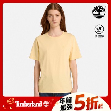 (領券再折)Timberland官方旗艦 女款淺黃色休閒短袖T恤|A6ATEA7K