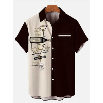Lapel casual short-sleeved printed shirt翻領休閑短袖印花襯衫
