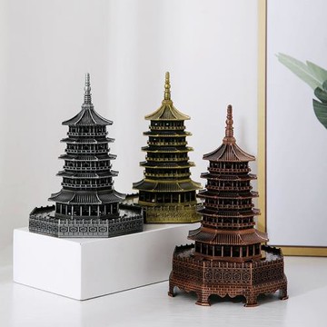雷峰塔模型雷峰塔紀念品 金屬家居客廳擺件旅游朋友同事生日禮物