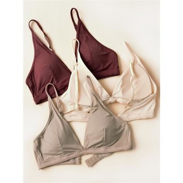 歐美三角杯法式無鋼圈文胸超薄無胸墊內衣性感aa杯比基尼套裝文胸