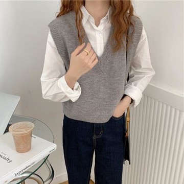 秋裝2025年新款女士毛衣馬甲針織背心女寬松短款坎肩洋氣百搭上衣