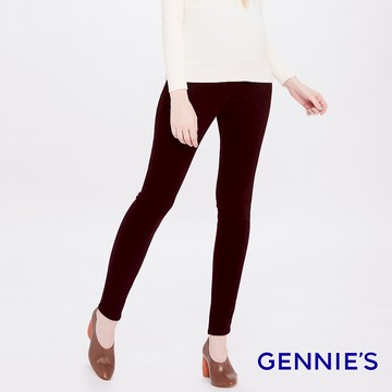 Gennies奇妮 親膚輕磨毛一體成型長褲(深紅T4E15)