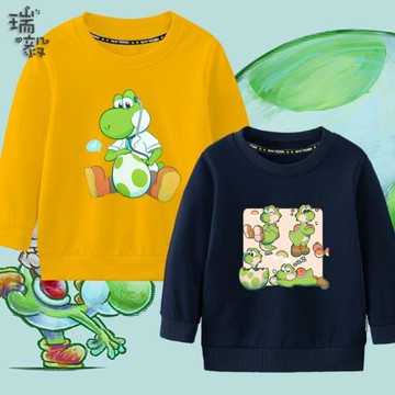 任天堂游戲超級馬里奧耀西圓領衛衣男女大中小兒童裝學生長袖衣服