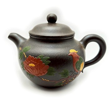 藏茶轉運-黑金剛貼花茶壺B11