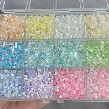 ⚡臺灣出貨⚡夏日冰激凌蘇打配色玻璃米珠混色diy手工串珠手鍊項鍊飾品材料包