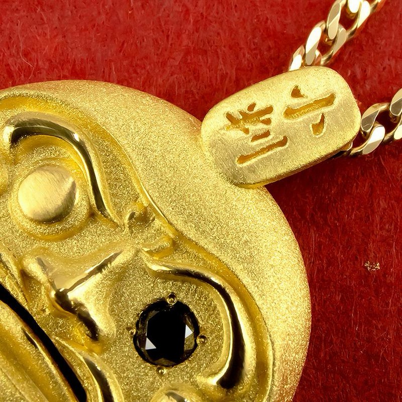 24金 純金 ネックレス メンズ だるま ブラックダイヤモンド 24K