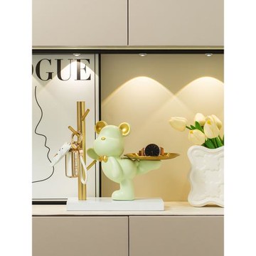 創意暴力熊入戶玄關鑰匙收納擺件托盤置物架高檔客廳電視柜裝飾品