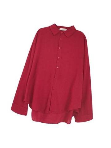 棉麻上衣 領長袖襯衫女新款寬鬆前短後長上衣棉麻襯衣  都市時尚