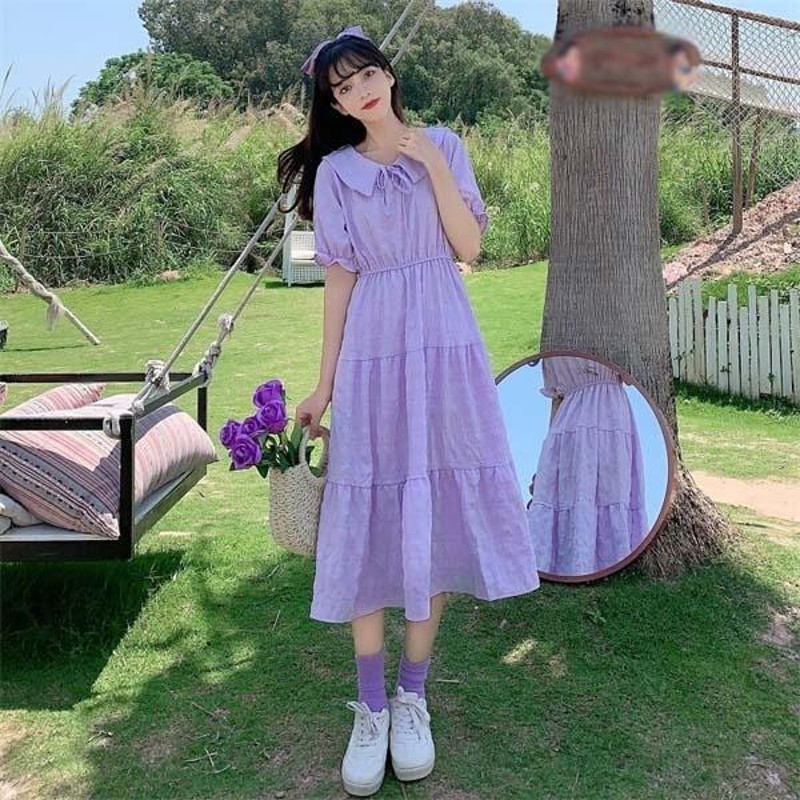 長袖 ワンピース おしゃれ パープル 大人 シンプル 可愛い シャツワンピース 夏ワンピ 半袖 ワンピース 大人かわいい