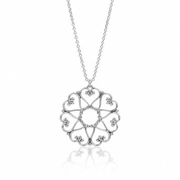 (展示品) Tiffany&Co. 蒂芙尼 Venezia Goldoni 鏤空愛心徽章吊飾925純銀項鍊