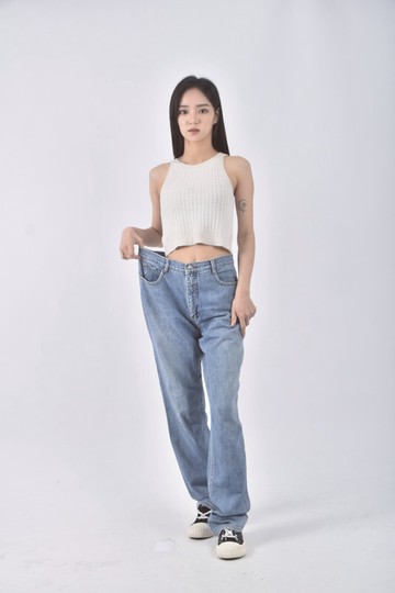 (2XL) nike丹寧牛仔質感藍色長褲