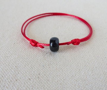 本命年【幸運路路通】冰烏雞翡翠韓國蠟線手鍊WGT02招財、防小人