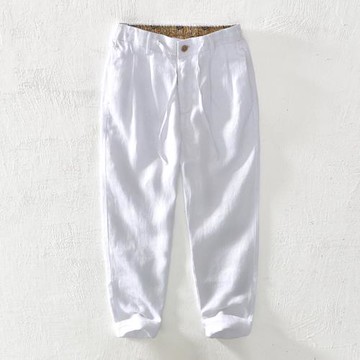 夏季中國風亞麻休閑褲男直筒長褲青年薄款外搭中腰褲便單工裝男褲