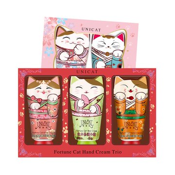 【UNICAT 變臉貓】聖誕禮物 交換禮物 開運招財貓護手霜3入禮盒+花漾 招財貓護手霜2入禮盒