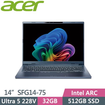 Acer Swift Go SFG14-75-5948 (Ultra 5 228V/32GB/512GB/Win11/14吋) 筆電