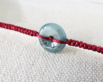 本命年【歲歲平安】冰藍灑烏雞翡翠絲光編織手鍊*SW79*招財開運