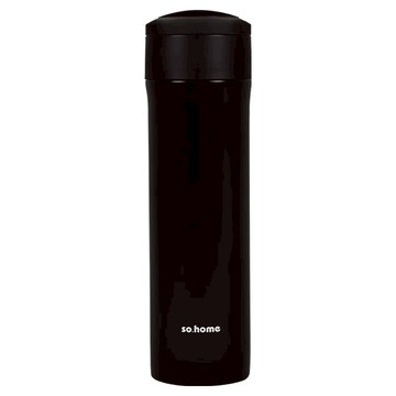 so.home 雙層304不鏽鋼玻璃內膽保溫杯/保溫瓶  400ml  黑色  1個