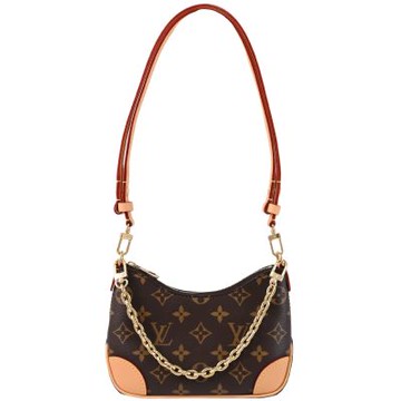 LV M25519 NANO BOULOGNE 經典花紋迷你肩背鍊包(深咖)