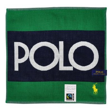 RALPH LAUREN POLO字樣純棉小方巾(綠色)