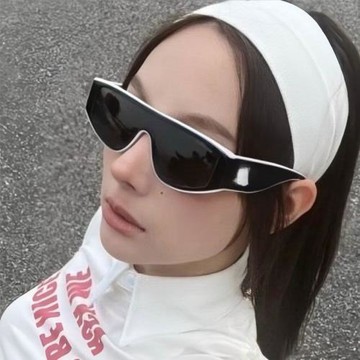【包郵】白熊貓個性撞色小香墨鏡黑新款防輻射太陽鏡窄框高級高清