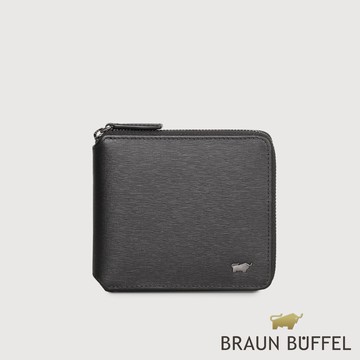 【BRAUN BUFFEL】瓦拉頓-TW 8卡拉鍊皮夾-黑色(德國小金牛台灣總代理)/BF537-328-BK
