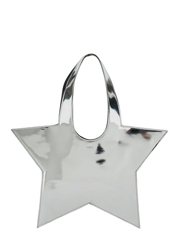 'Star' Metallic Mini Handbag With Embossed Logo Lettering On The Front And Mirrored Effect In Leather Woman