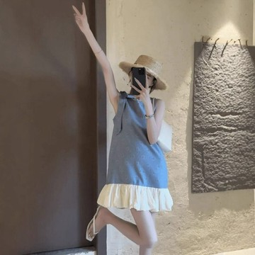 【台灣出貨】孕婦洋裝 孕婦無袖連身裙 小香風氣質背心連衣裙 夏季新款大碼連衣裙 多巴胺顯瘦a字裙 時尚洋氣孕婦裝 可愛裙