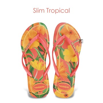 havaianas 零碼出清🏷️Slim Tropical 珊瑚粉 女款 夾腳拖 哈瓦仕拖鞋 圖面款 -阿法.伊恩納斯
