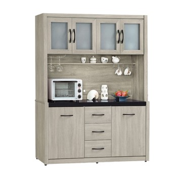 文創集 利亞玻璃5.3尺六門三抽高餐櫃組合-158x42x197cm免組