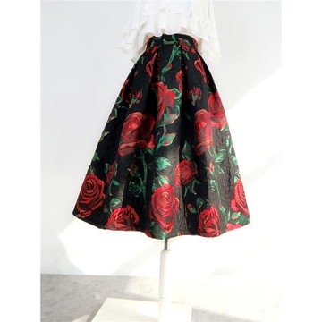 子未伊 小眾私藏繡花高腰半身裙遮胯顯瘦優雅淑女時尚設計感A字裙