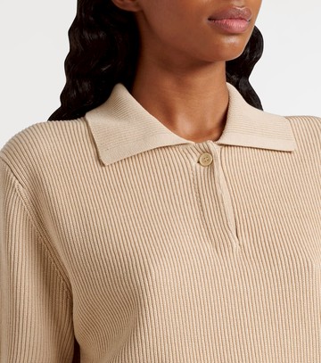 Vince Ribbed-knit silk and cotton polo shirt