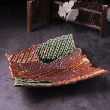 創意料理陶瓷菜盤手繪異形沙拉盤日式復古不規則刺身盤日料餐具盤
