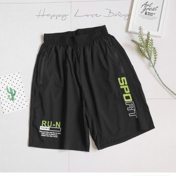 男大童 撞色綠字拉鍊口袋輕薄運動短褲 春夏童裝 大童短褲 大童外出短褲 男童棉褲 外出短褲 短褲