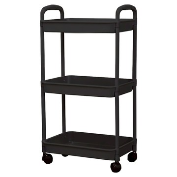 上手家居 極簡3層推車/推車置物架/置物籃推車  黑色  3層