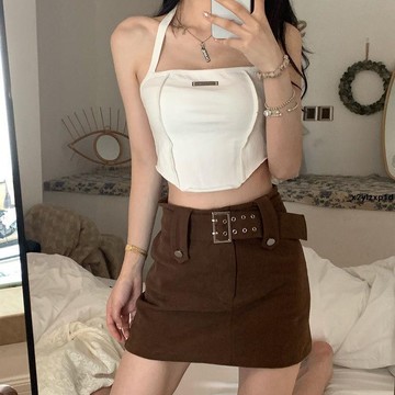 背心吊帶 小可愛上衣 人間尤物 掛脖吊帶背心女內搭打底設計感外穿小心機上衣