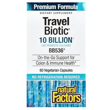 Natural Factors, Travel Biotic，BB536，100 億 CFU，60 粒素食膠囊