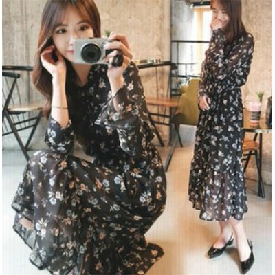 マキシ丈ワンピース 長袖 花柄 ボヘミアン ロングワンピース シフォンワンピース リネン夏ワンピ 春服 ワンピース マキシ丈 通販 Lineポイント最大get Lineショッピング