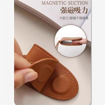 多功能掛脖磁吸眼鏡夾pu皮革眼鏡戶外收納旅行便攜帽子眼鏡收納包