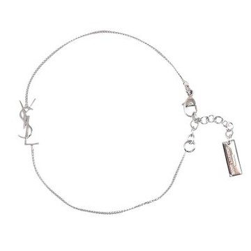 YSL Saint Laurent 經典LOGO可調式細鍊手鍊(銀)