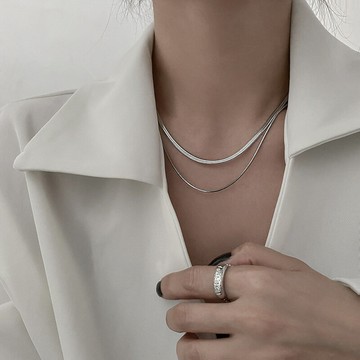 【台灣公司 可打統編】免運 雙層簡約蛇骨鏈女歐美風小眾鈦鋼簡約氣質素鏈ins冷淡風鎖骨鏈潮 可開發票 全館五折 工廠現貨直銷 新品特價 z9211