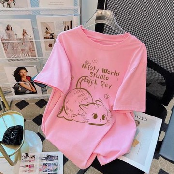 NASA美式白色純棉短袖t恤女夏季2025新款寬松大版上衣設計感小眾