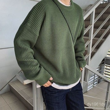 【二十三歲男裝】圓領毛衣男士2022新款秋冬季內搭打底針織衫寬鬆加厚ins韓版潮流 RUFD